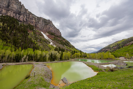 Cloudy view of the Bridal Veil Trail at Coloradoの写真素材