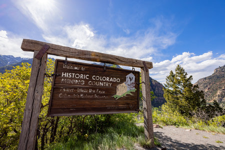 Sunny view of landscape around Ouray at Coloradoの写真素材