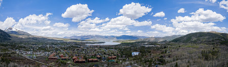 Aerial view of the landscape along Rainbow Lake Trail at Coloradoの写真素材