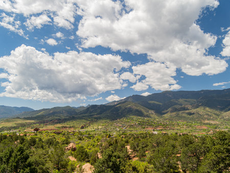 Sunny exterior view of landscape of Garden of the Gods at Coloradoの写真素材
