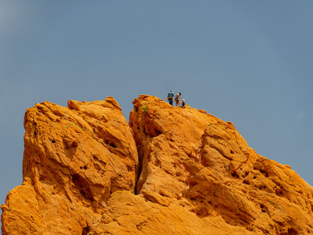 People doing rock climbing in Garden of the Gods at Coloradoの写真素材