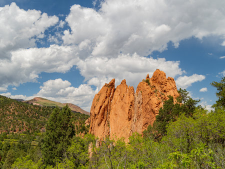 Sunny exterior view of landscape of Garden of the Gods at Coloradoの写真素材
