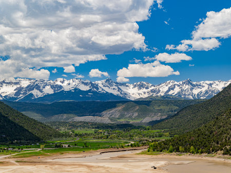 Sunny view of landscape of Ridgway State Park at Coloradoの写真素材