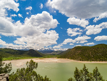 Sunny view of landscape of Ridgway State Park at Coloradoの写真素材