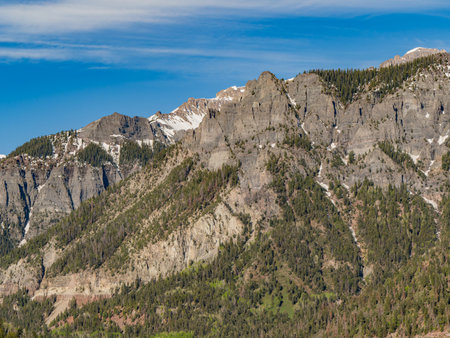 Sunny view of landscape around Ouray at Coloradoの写真素材