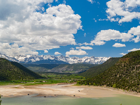 Sunny view of landscape of Ridgway State Park at Coloradoの写真素材