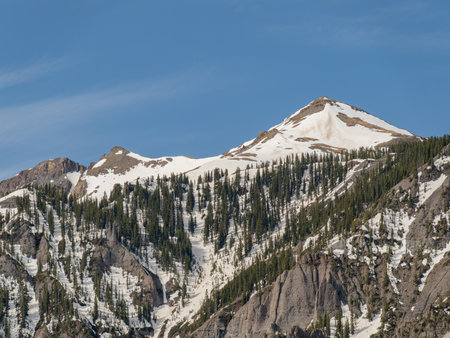 Sunny view of landscape around Ouray at Coloradoの写真素材