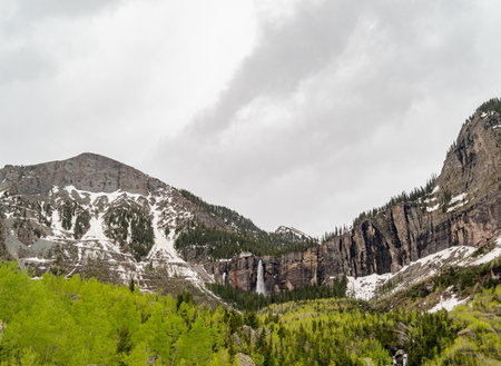 Cloudy view of the Bridal Veil Trail at Coloradoの写真素材