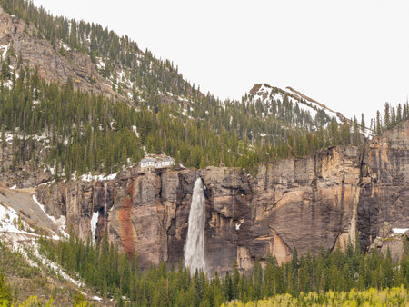 Cloudy view of the Bridal Veil Trail at Coloradoの写真素材