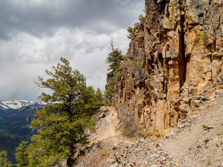 Sunny view of landscape around Ouray at Coloradoの写真素材