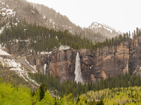 Cloudy view of the Bridal Veil Trail at Coloradoの写真素材