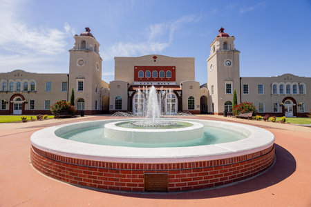 Sunny exterior view of the Ponca City City Hall at Oklahomaの写真素材