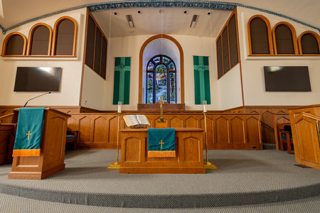 Interior view of the First Christian Church at Oklahomaの写真素材