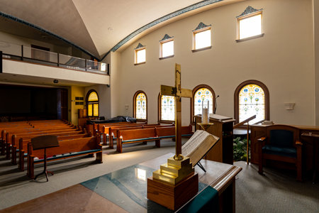 Interior view of the First Christian Church at Oklahomaの写真素材