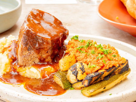 Close up shot of delicious short rib at Oklahomaの写真素材