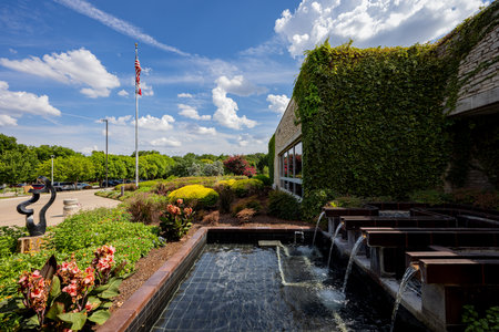 Sunny exterior view of the Fort Worth Botanic Garden at Texasの写真素材