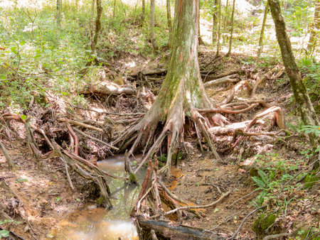 Hiking in the Pine Ridge Loop of Caddo Lake State Park at Texasの写真素材
