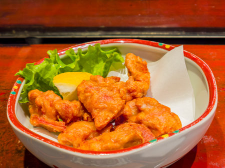 Close up shot of deep fried chicken at Texasの写真素材