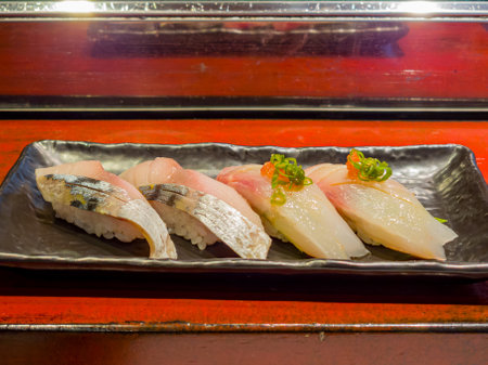 Close up shot of fish sushi at Texasの写真素材