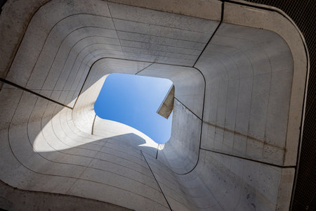 Texas, JUL 3 2023 - Sunny exterior view of the Perot Museum of Nature and Scienceのeditorial素材
