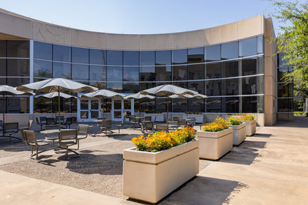 Texas, JUL 3 2023 - Sunny view of the campus of The University of Texas at Dallasのeditorial素材