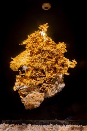 Texas, JUL 3 2023 - Close up shot ort mineral display in the Perot Museum of Nature and Scienceのeditorial素材