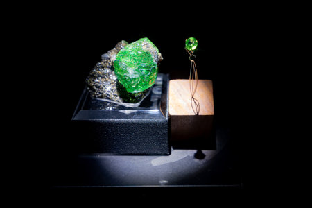 Texas, JUL 3 2023 - Close up shot ort mineral display in the Perot Museum of Nature and Scienceのeditorial素材
