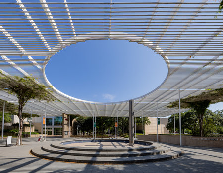 Texas, JUL 3 2023 - Sunny view of the campus of The University of Texas at Dallasのeditorial素材