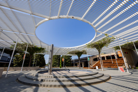 Texas, JUL 3 2023 - Sunny view of the campus of The University of Texas at Dallasのeditorial素材