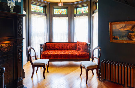 Oklahoma, AUG 11 2023 - Interior view of the Henry Overholser Mansionのeditorial素材