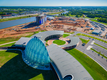Oklahoma, AUG 16 2023 - Aerial view of the First Americans Museumのeditorial素材