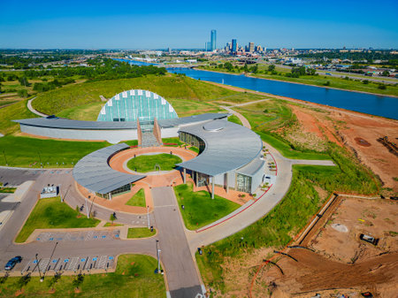 Oklahoma, AUG 16 2023 - Aerial view of the First Americans Museumのeditorial素材