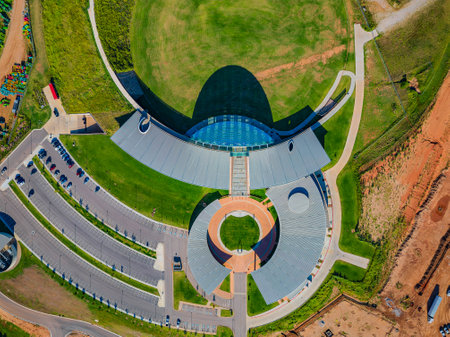 Oklahoma, AUG 16 2023 - Aerial view of the First Americans Museumのeditorial素材
