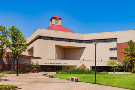 Sunny exterior view of the Keith Leftwich Memorial Library of Oklahoma City Community College at Oklahomaの写真素材