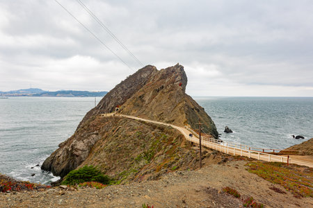 Cloudy view of the landscape near San Francisco Bay at San Francisco, Californiaの写真素材