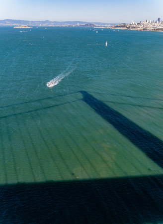 Sunny view of The Golden Gate Bridge at San Francisco, Californiaの写真素材
