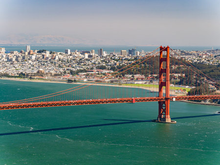 Sunny view of The Golden Gate Bridge at San Francisco, California