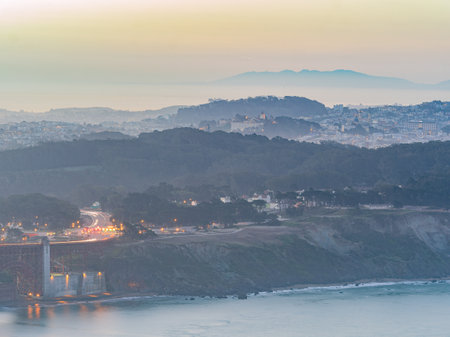 Sunrise landscape of the cityscape downtown at San Franciscoの写真素材