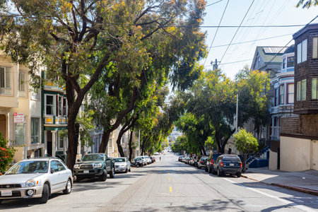 San Francisco, AUG 25 2014 - Sunny view of the Victoria Buildingのeditorial素材