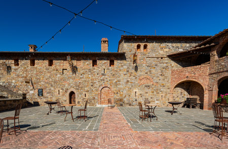 California, AUG 27 2014 - Sunny exterior view of the Castello di Amorosa wineryのeditorial素材