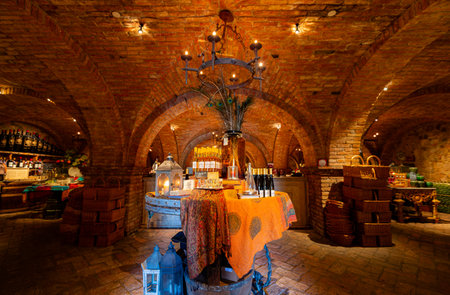 California, AUG 27 2014 - Interior view of the Castello di Amorosa wineryのeditorial素材