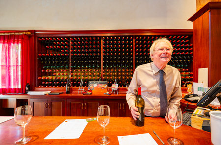 California, AUG 26 2014 - Interior view of the Peju Wineryのeditorial素材