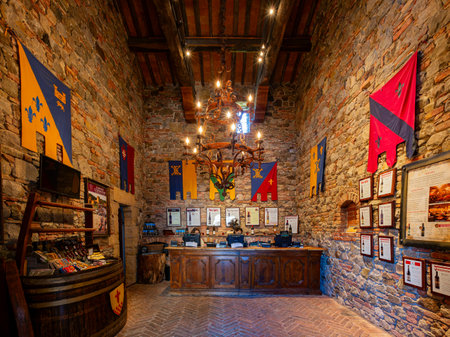 California, AUG 27 2014 - Interior view of the Castello di Amorosa wineryのeditorial素材