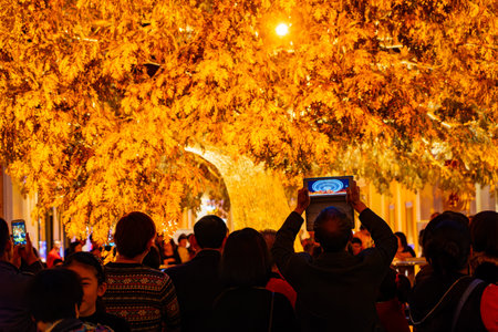 Macao, JAN 30 2014 - Many people were seeing the Tree of Prosperity showのeditorial素材