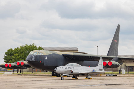 Kansas, SEP 16 2023 - Old US Air Force plane, the Lockheed T-33 show in Aviation Museumのeditorial素材