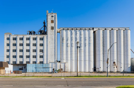 Oklahoma, SEP 3 2023 - Sunny exterior view of the Yukon Mill and Grain Co