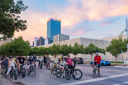 Oklahoma, SEP 29 2023 - Many people were joining the Full Moon Bike Rideのeditorial素材