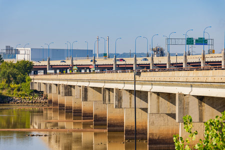 Oklahoma, SEP 25 2023 - Sunny view of the Cyrus Avery Bridgeのeditorial素材