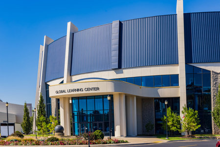 Oklahoma, SEP 25 2023 - Sunny view of the Global Learning Center of Oral Roberts Universityのeditorial素材