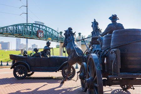 Oklahoma, SEP 25 2023 - Sunny view of the Cyrus Avery Centennial Plazaのeditorial素材